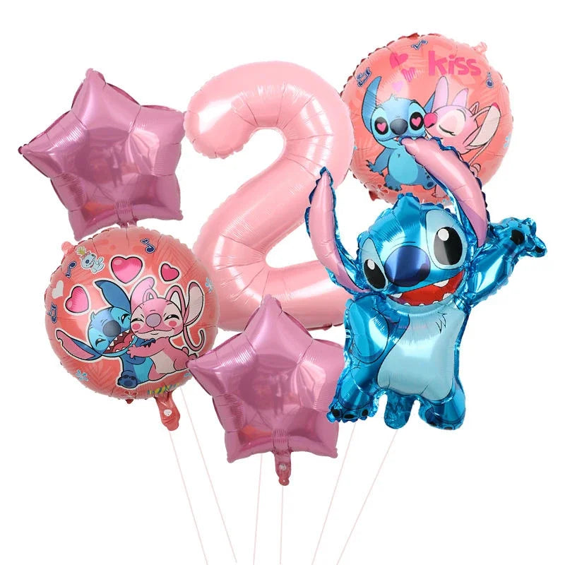 Disney Lilo Stitch Birthday Party Decoration Kids Stitch Theme Tableware Set Angel Balloons Happy Banner Supplies For Girl Favor