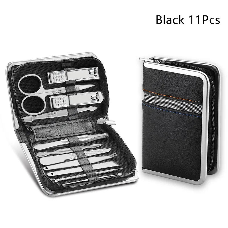 11-26 Pcs Manicure Set Stainless Steel Nail Clippers Cuticle Nipper Pedicure Care Tool Dead Skin Scissor Cleaning Grooming Kit