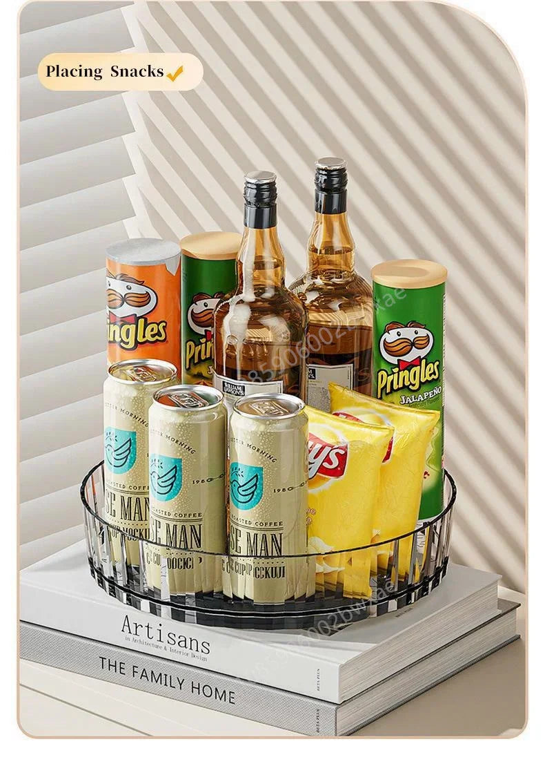 360 Rotating Tray Spice Rack Pantry Cabinet Turntable With Base Storage Bin Kitchen Organizer For Seasoning Cosmetic Storage Box