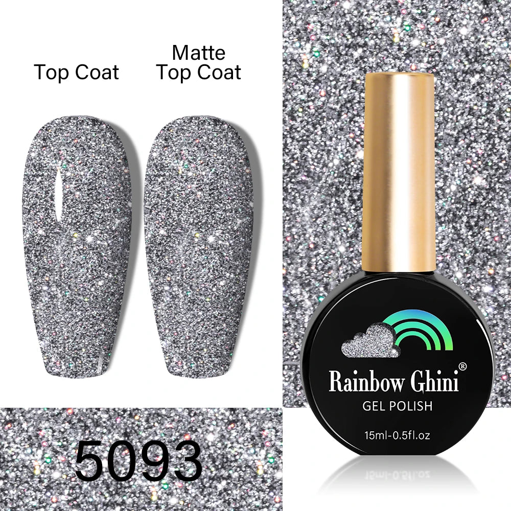 RG HEMA TPO FREE Neon Glitter Gel Nail Polish 15ml Nail Art Manicure Semi Permanent Gel Hybrid Varnishes Top Base Coat UV Nail