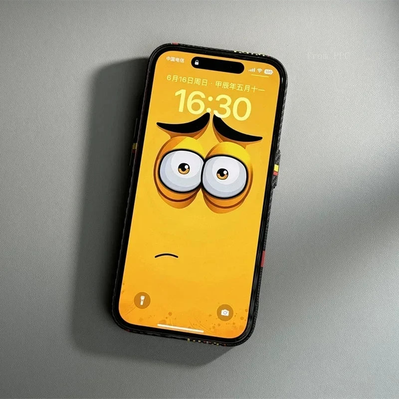 For iPhone 16 15 14 Pro Max Case Carbon Fiber Abstract Geometric MagSafe Cover Magnetic Charging Shell Camera Alloy Armor Fundas