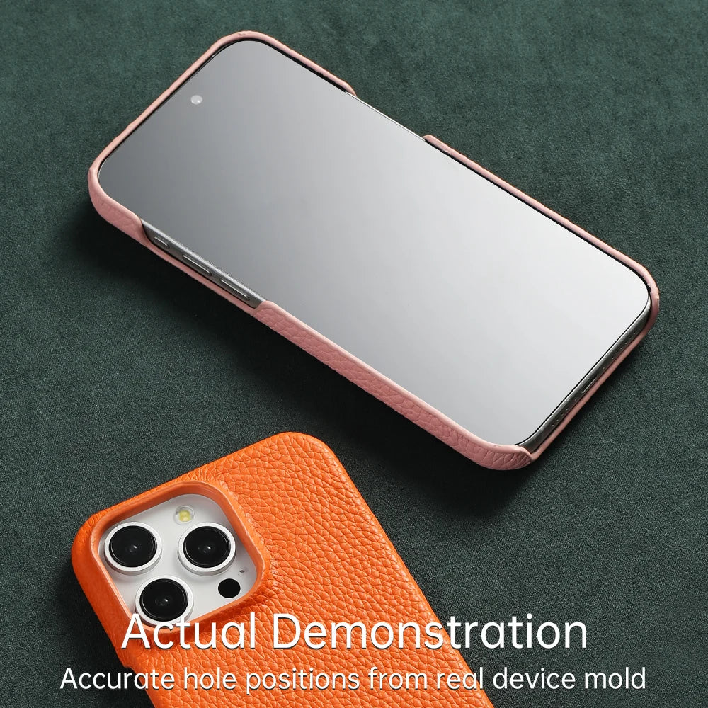 LANGSIDI Natural Cowhide Leather Magsafe Case for iPhone 16/15/Pro Max/Pro/Promax/15Pro/16Pro Luxury Magnetic Phone Back Cover