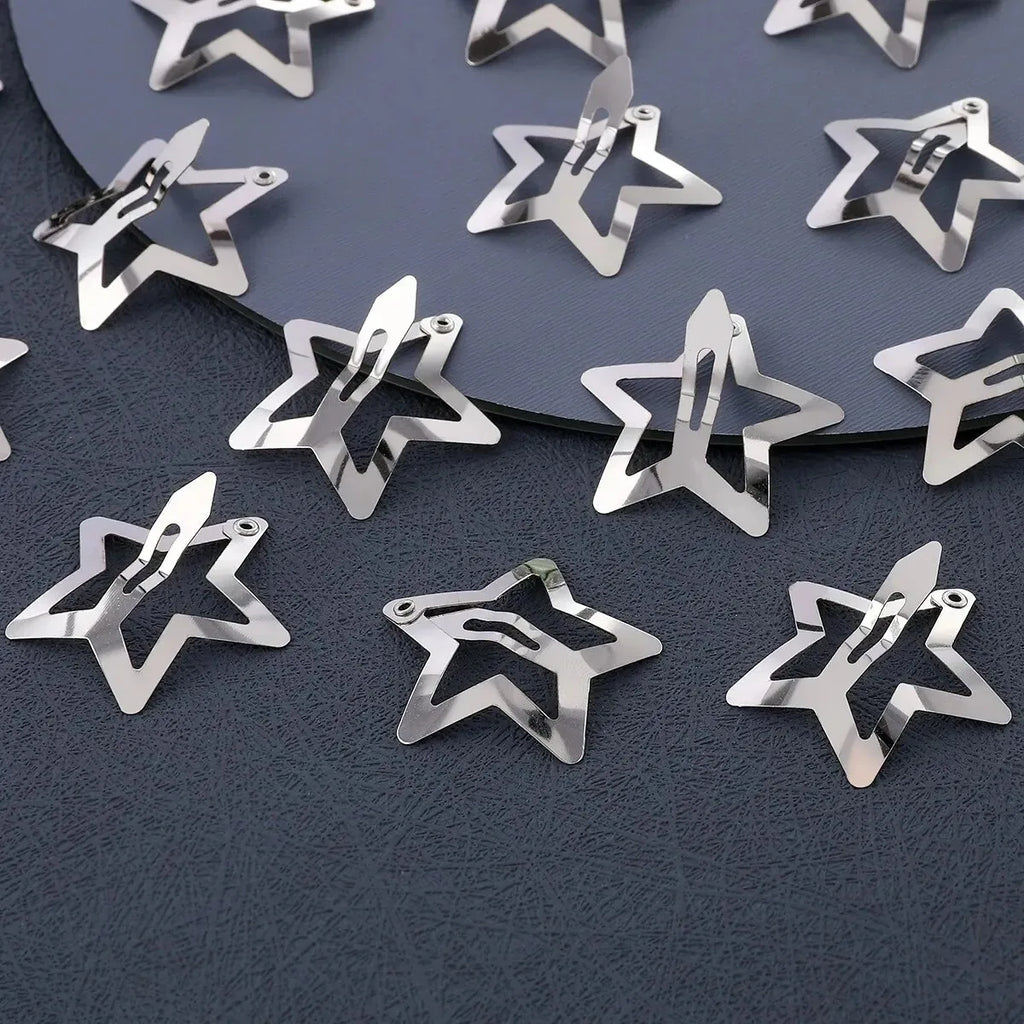 2-100Pcs Star Hair Clips for Girls Filigree Star Metal Snap Clip Hairpins Barrettes Fahsion Bobby Pin Headwear Accessories