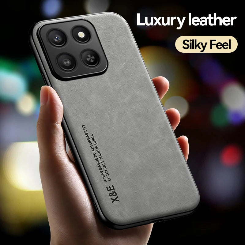 Luxury Leather Case For Honor 400 Smart Pro 300 200 Magic 8 7 6 Pro Cover With Metal Plate Support Car Hold Cover Capa Fundas