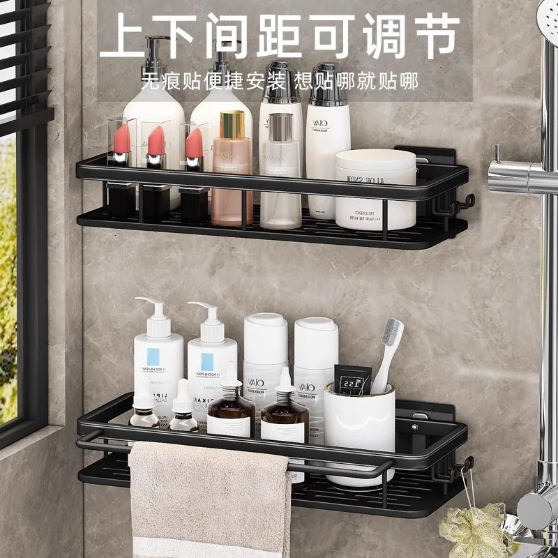 No-Drill Bathroom Shelf, Bathroom Rack, Toilet Washroom Shower Room Sink Wall-Mounted Storage Rack