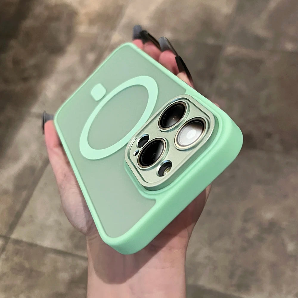 Matte For Magsafe Magnetic Case For iPhone 16 15 Pro Max 14 13 12 11 Frosted Translucent Wireless Charge Shockproof Bumper Cover
