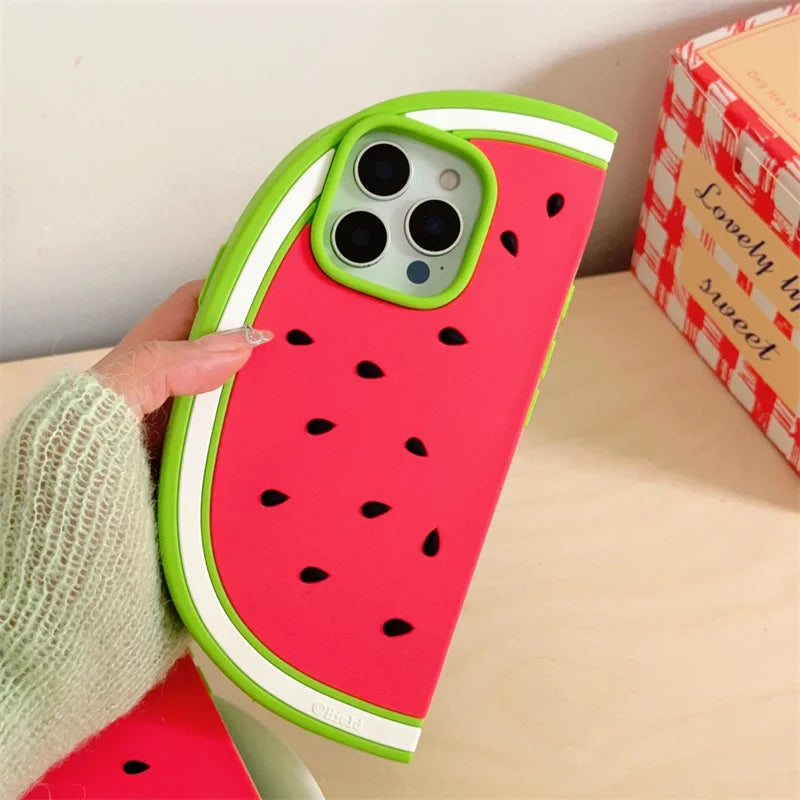 Creative summer cool watermelon shaped phone case for iPhone 12 13 14 15 16 pro max