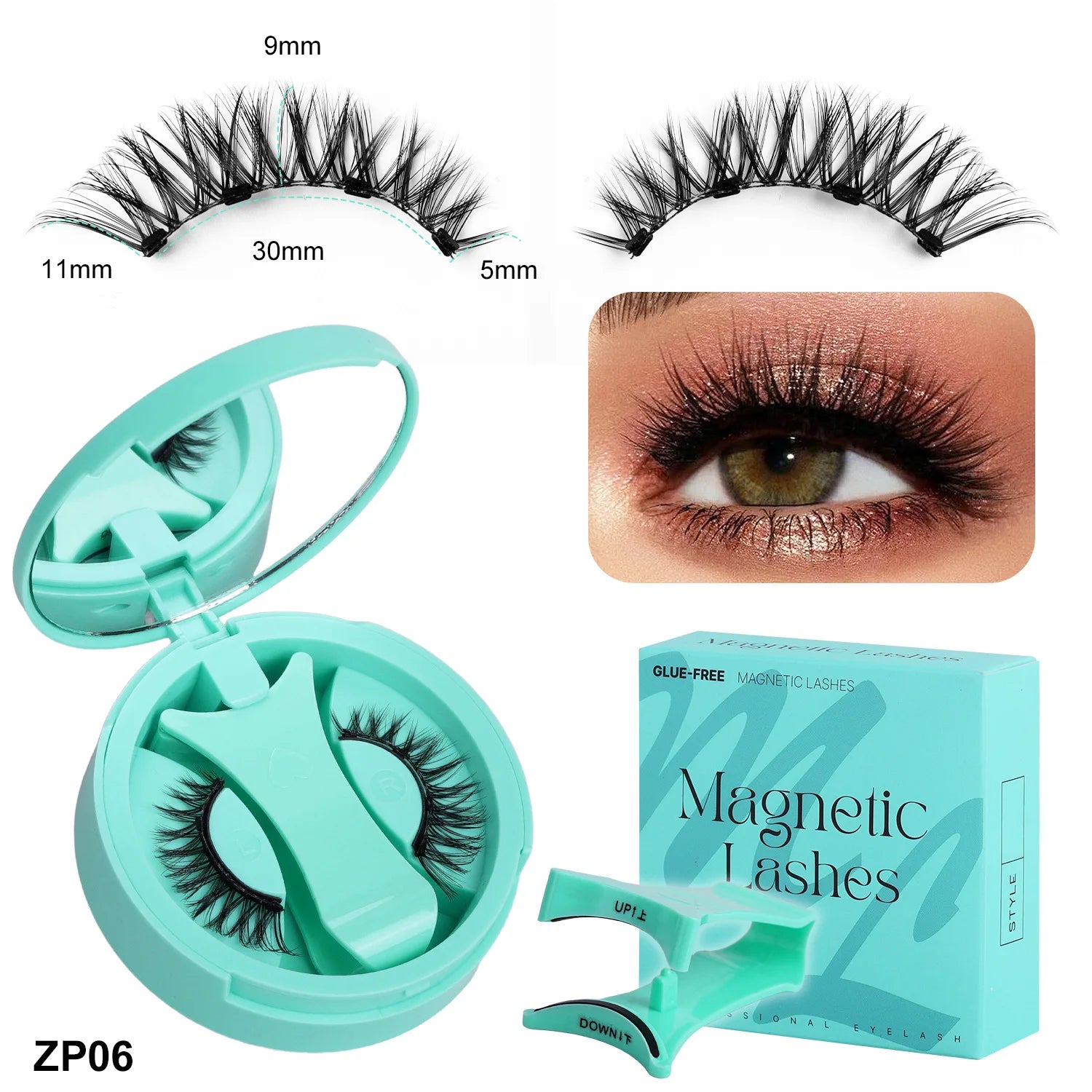 Magnetic Fake Eyelashes Set Reusable 3D Glue-free Waterproof Natural False Eyelashes With Travel-friendly Applicator