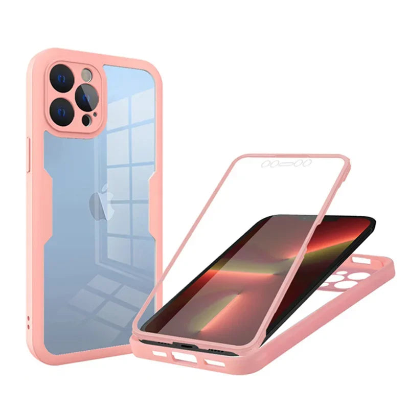 360 Full Body Protection Case For iPhone 15 14 13 12 11 Pro Max Front Screen Shockproof Cover iPhone X XR SE 2020 case
