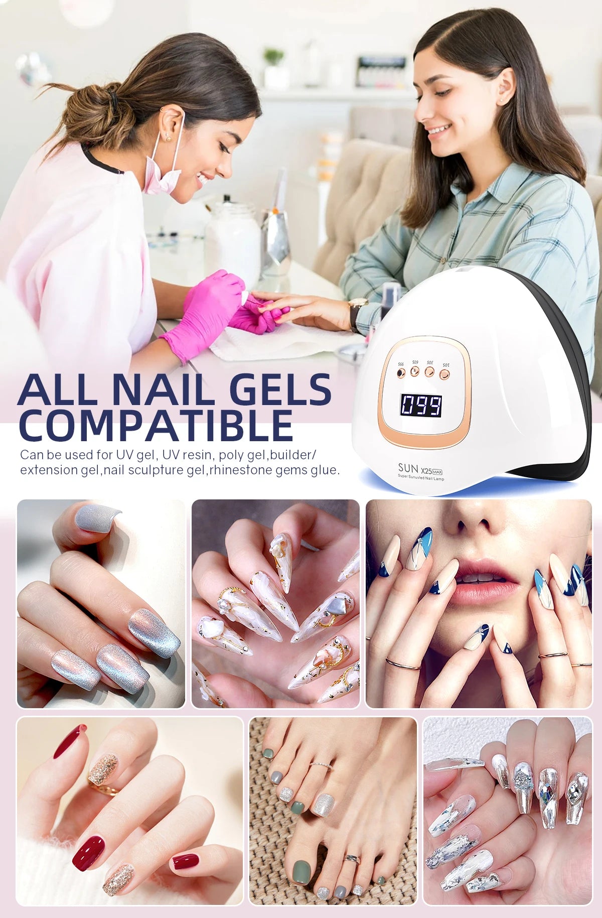 UV LED Nail Lamp 380W Nail Curing Lamps For Home Salon Powerful LED Drying Lamps For All Gel Polish Professional Nail Equipment