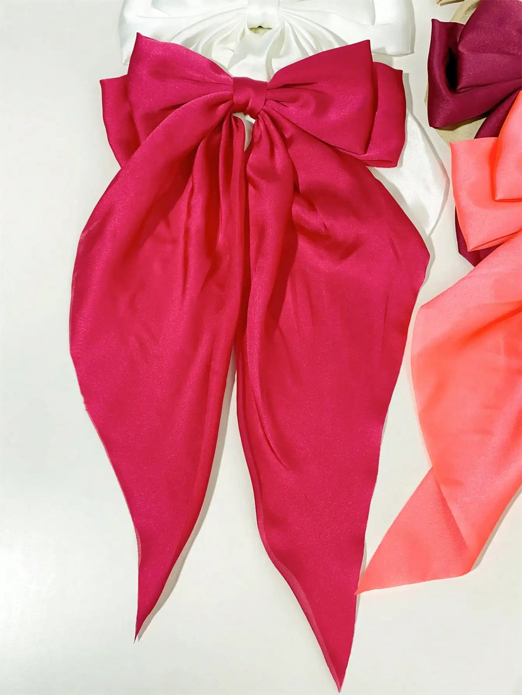 6 spring clip streamers bow hair clips for women