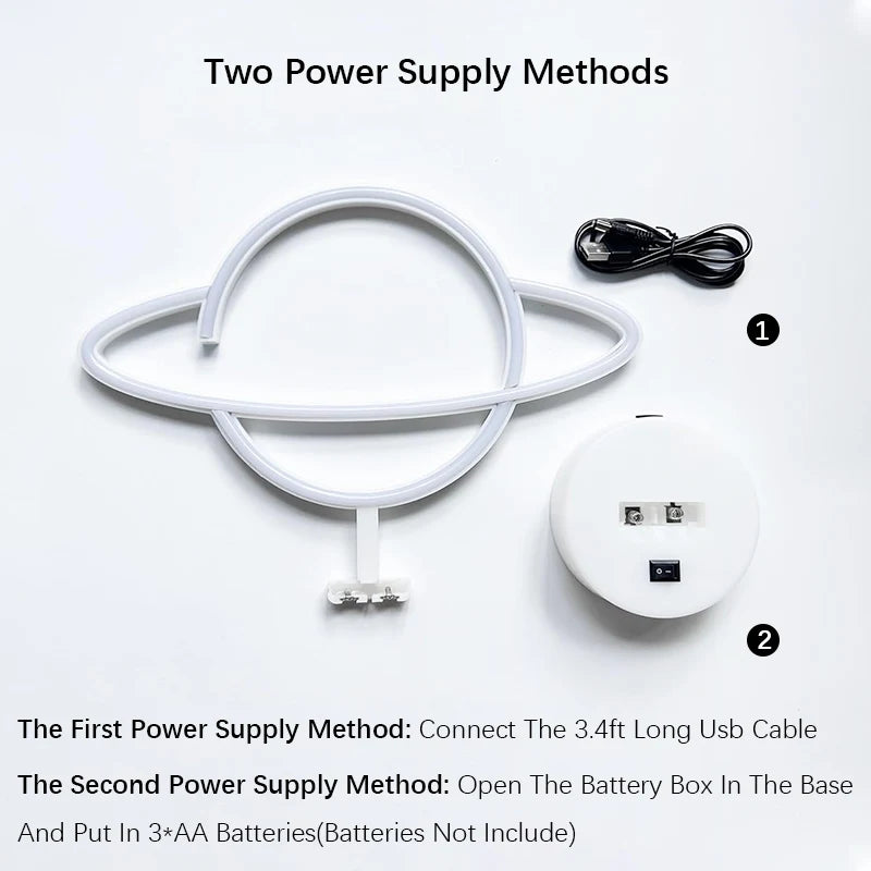 Pink Blue Planet neon sign Light USB/ battery dual purpose LED Lamp, for Birthday Wedding Party Wall Camping Summer Home decor