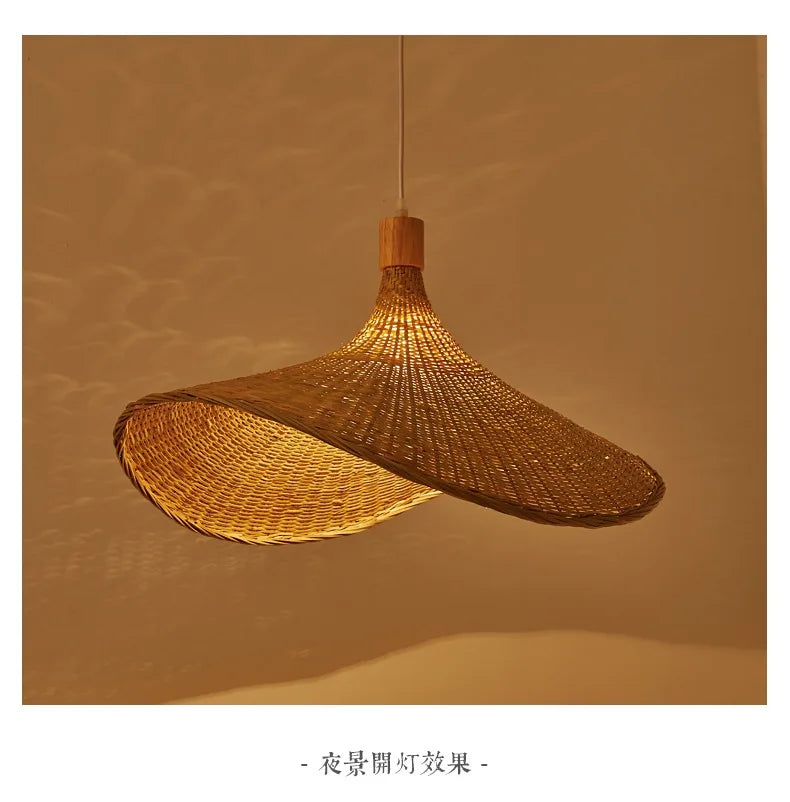 Bamboo Hanging Lamp Pendant Ceiling Light Rattan Wicker Lustre Hand Knit Braiding Suspended Home Dining люстра потол