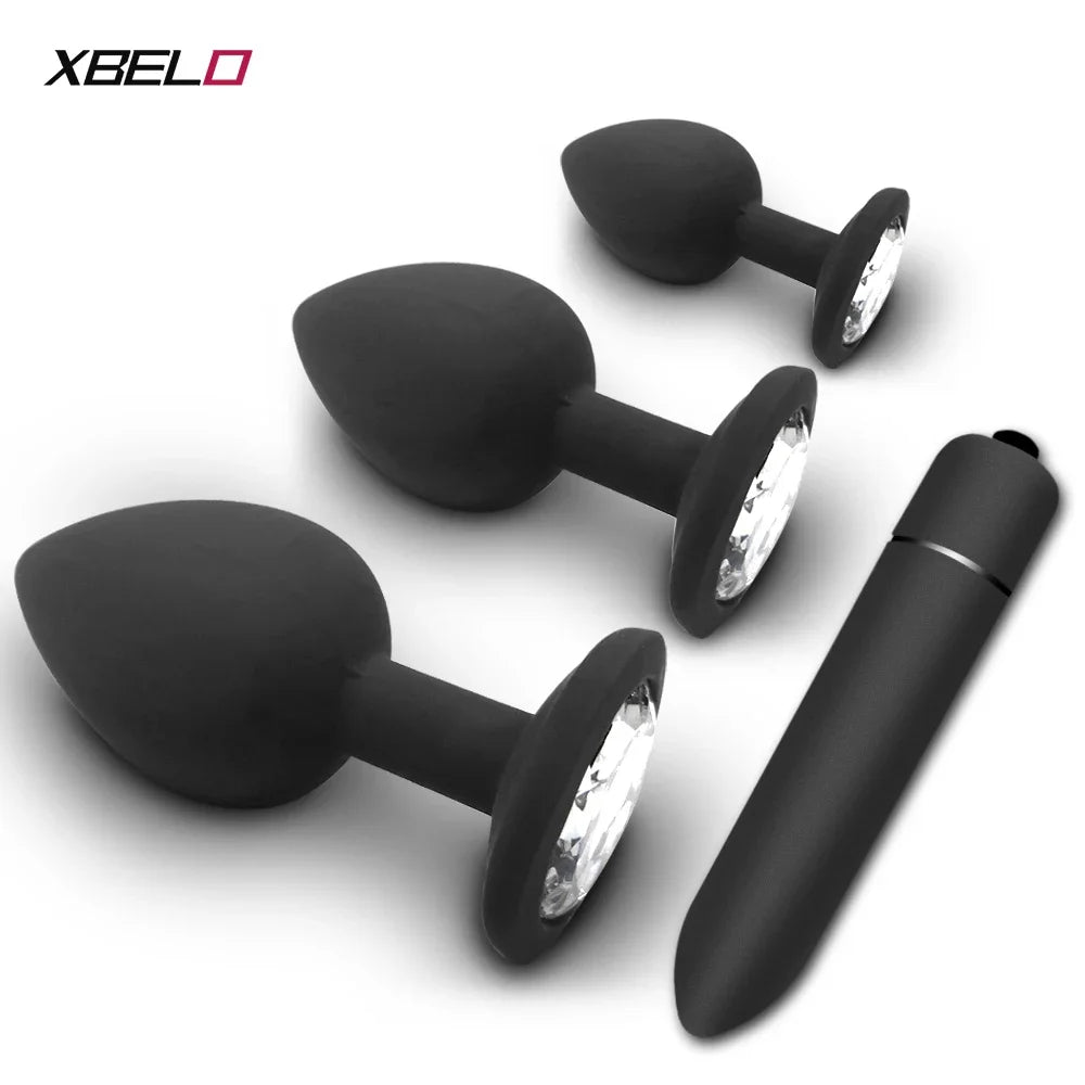 4pcs Soft Silicone Anal Plug Mini Erotic Bullet Vibrator Butt Plug Sex Toy for Men Women Gay Couples Anal Prostate Stimulator