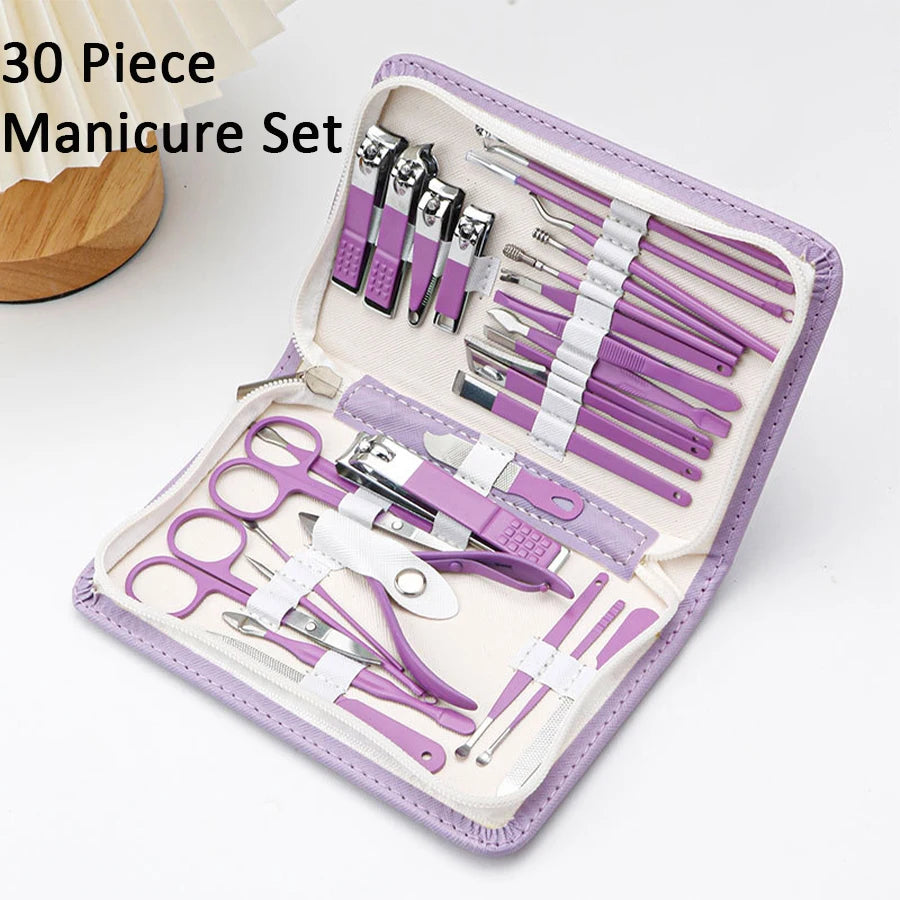 Manicure Set 30 in 1 Nail Clipper Set Nail Kit for Women Men Stainless Steel Manicure Kit Professional with Travel Case