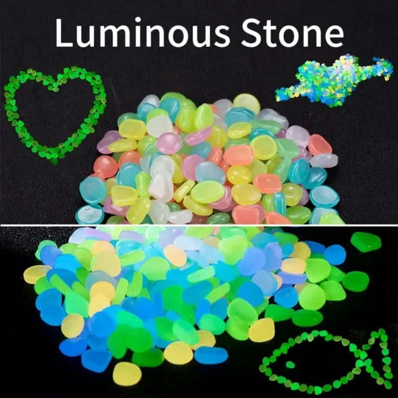 100-1000pcs Glow In The Dark Pebbles, Resin Luminous Stones For Landscape, Garden Paths, Potted Plants, Parks, Aquarium Decor