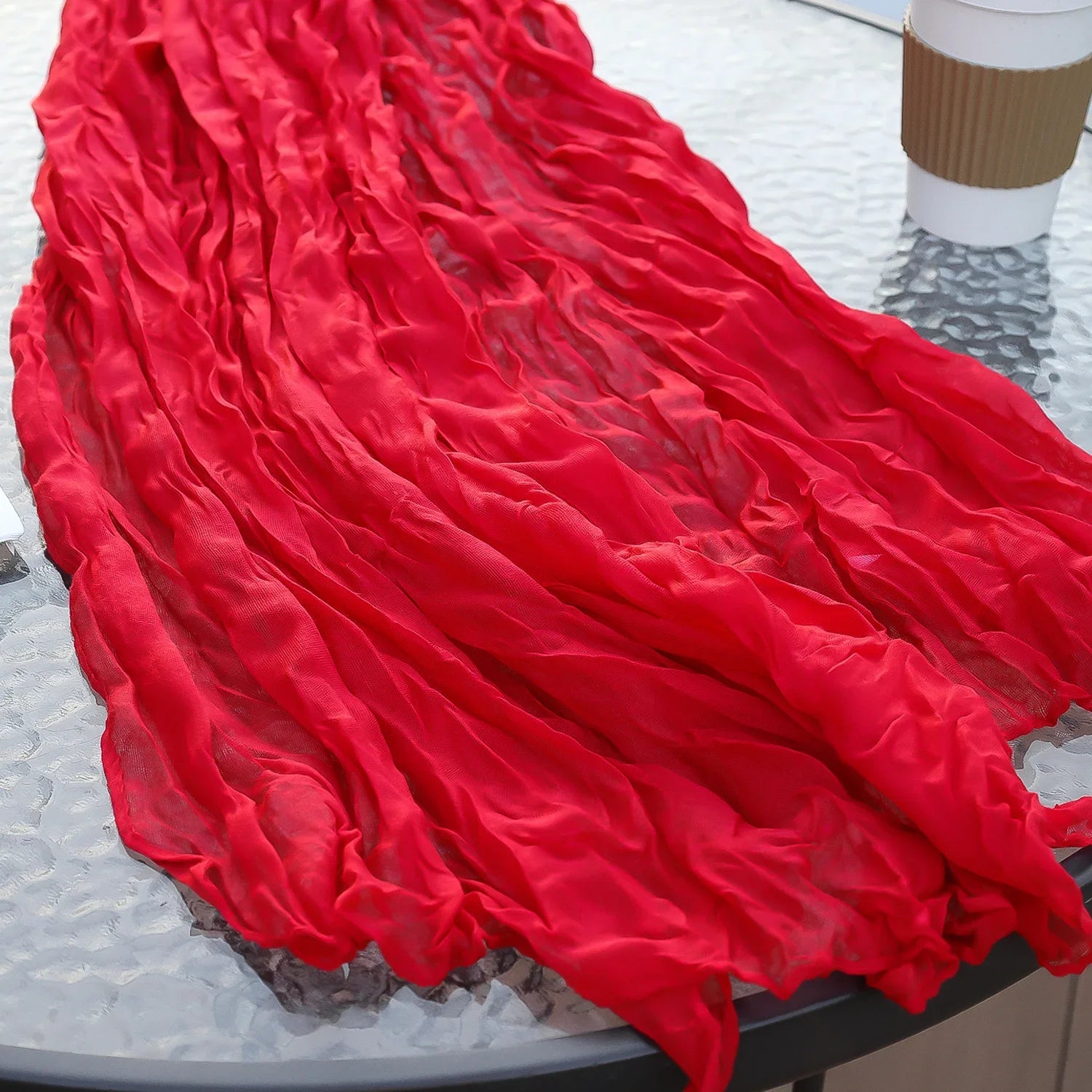 1.8/3/4M Christmas Red Table Runner Polyester Cheesecloth Valentine Long Decorations Wedding Party Banquets Bridal Baby Shower