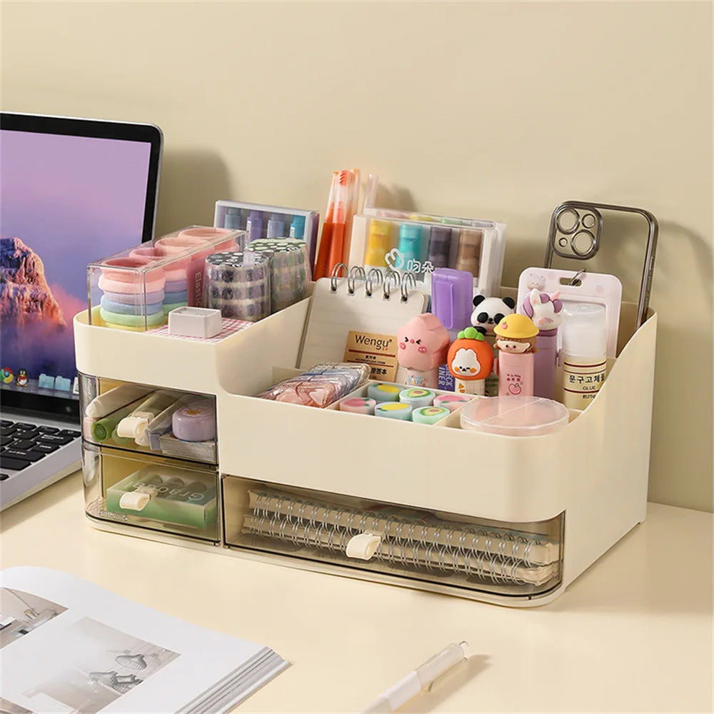 Chic Drawer-Style Cosmetic Organizer With Mirror - Portable Makeup Storage Box For Skincare, Lipstick & More