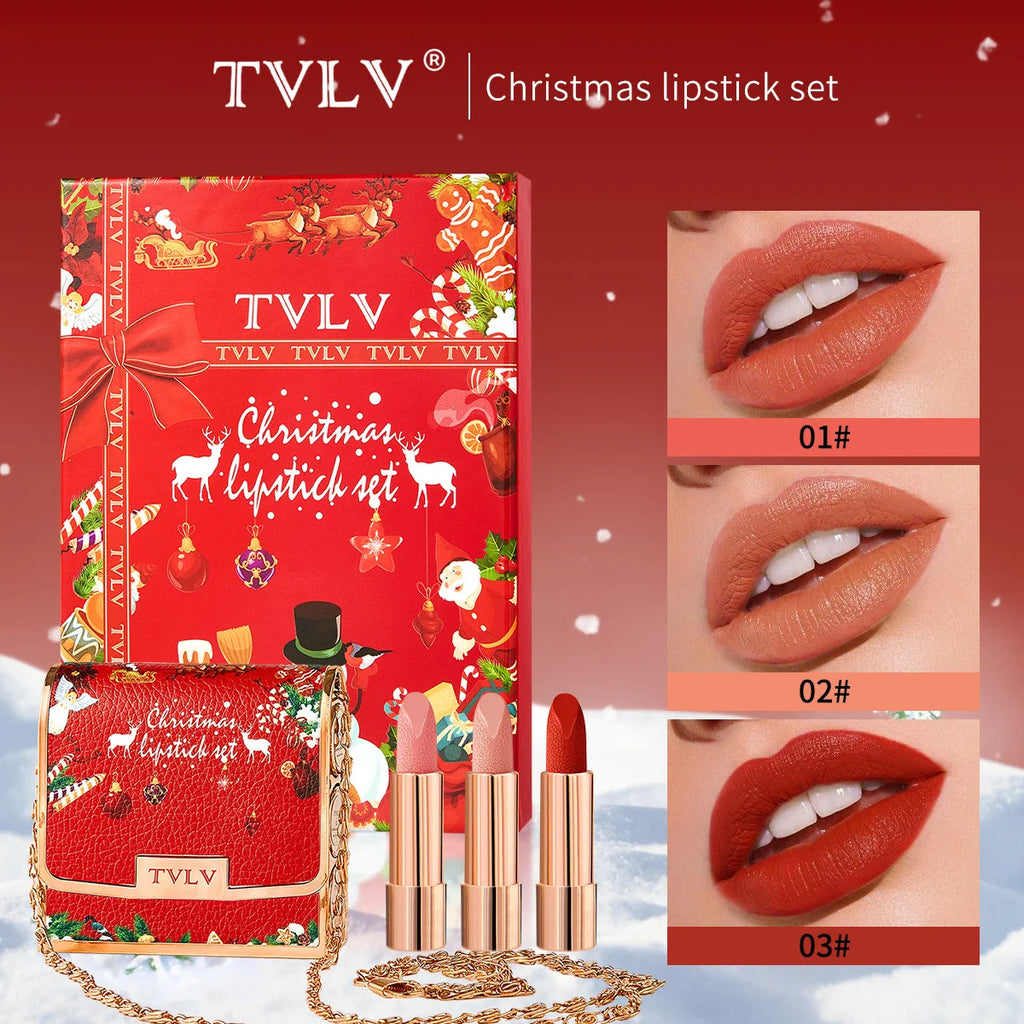Christmas Matte Lip Gloss Set Lipstick Smooth Lasting Display Lip Gloss Waterproof Moisturizing Lipstick Holiday Gift Box Set
