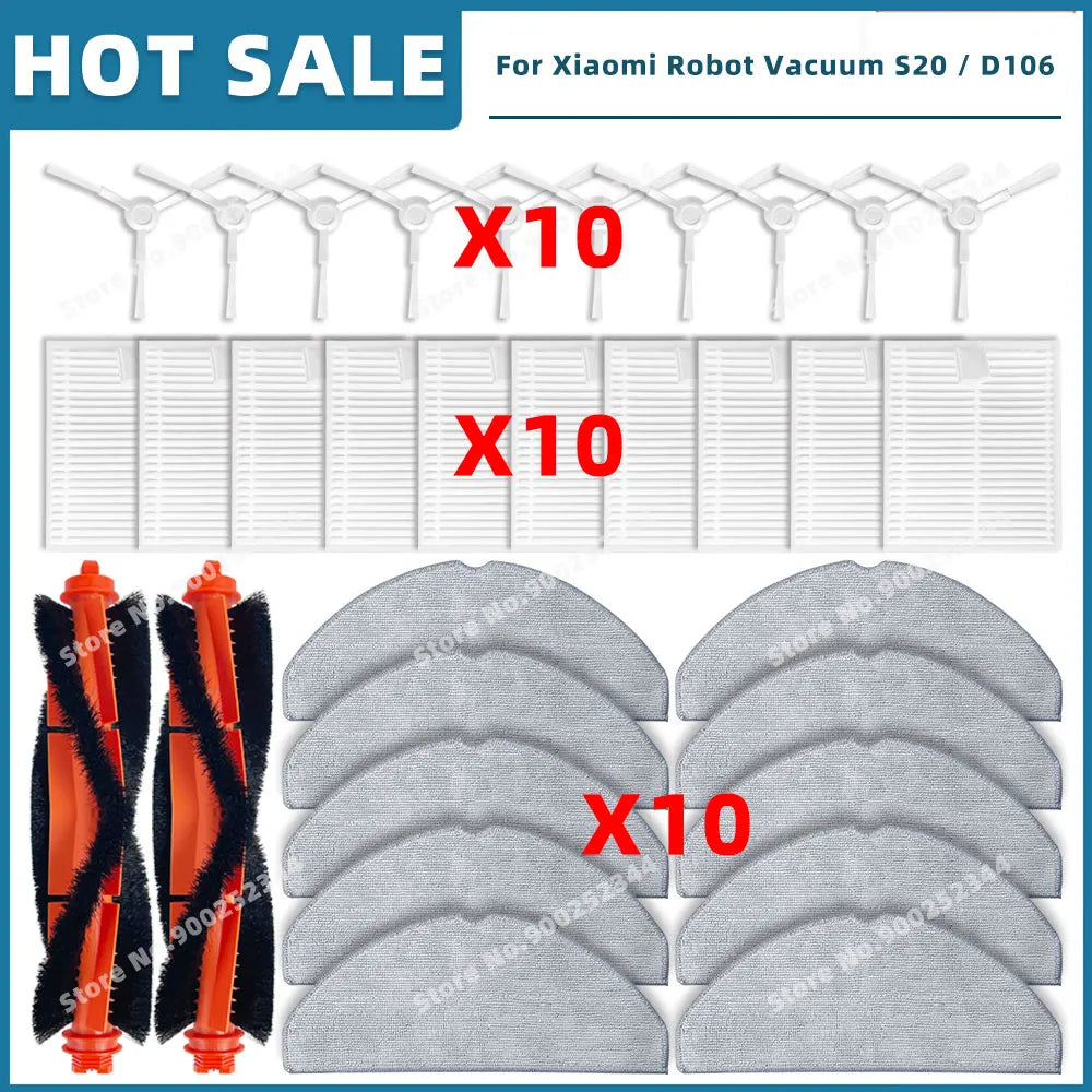 Compatible For Xiaomi Robot Vacuum S20 / D106 Replacement Parts Accessories Main Side Brush Mop Cloth Filter