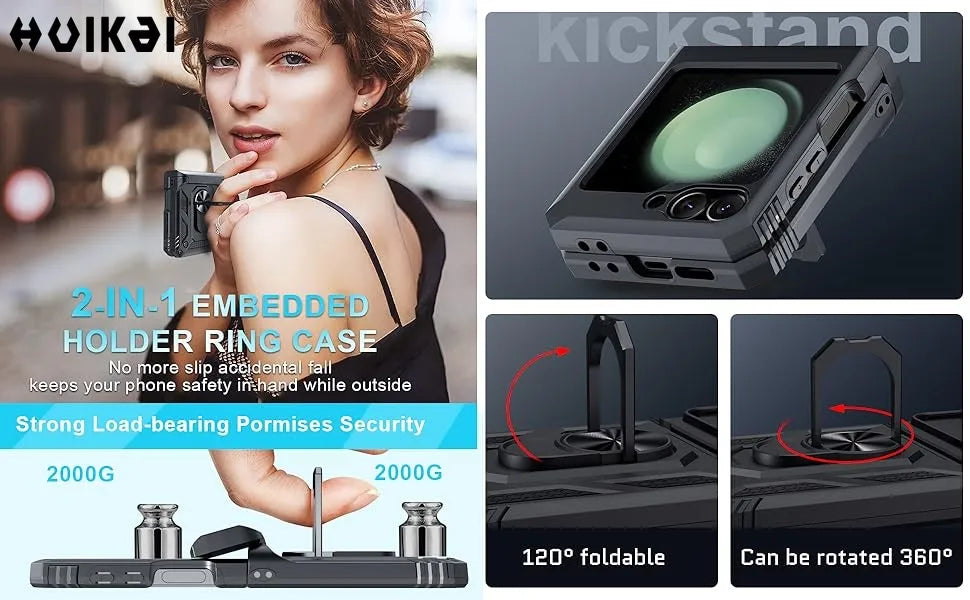 Case For Samsung Galaxy Z Flip 7 5G Z Flip 6 Military Grade Shockproof Heavy Duty Protective Armor Magnetic Kickstand Ring Cover