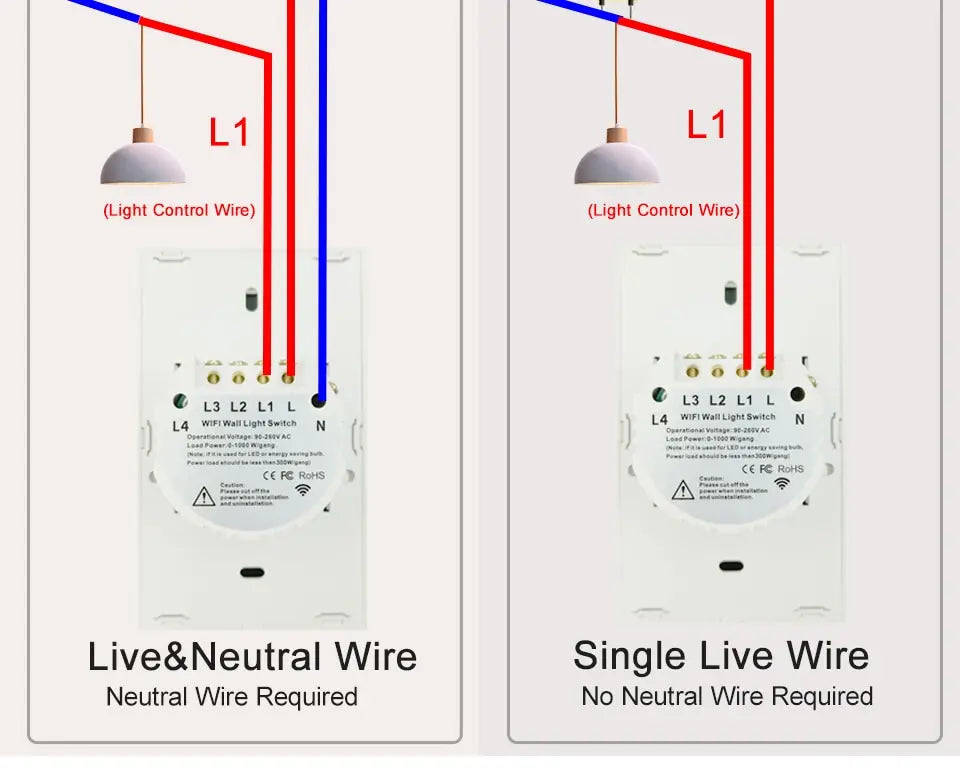 Tuya WiFi Smart Light Switch US Standard Work With Alexa Google Home Wall Touch Switch 110V 220V RF433Mhz Remote 1 2 3 4 Gang