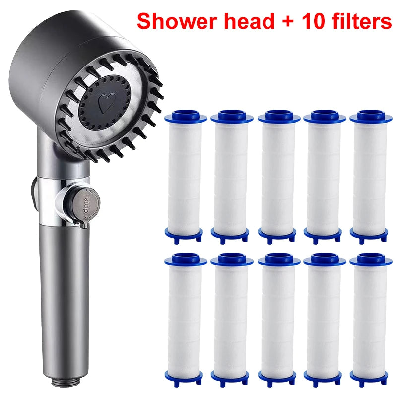New Pressurized Shower 4 Modes Adjustable Water Saving Shower High Pressure Showerhead With Filter Bathroom Massage Shower