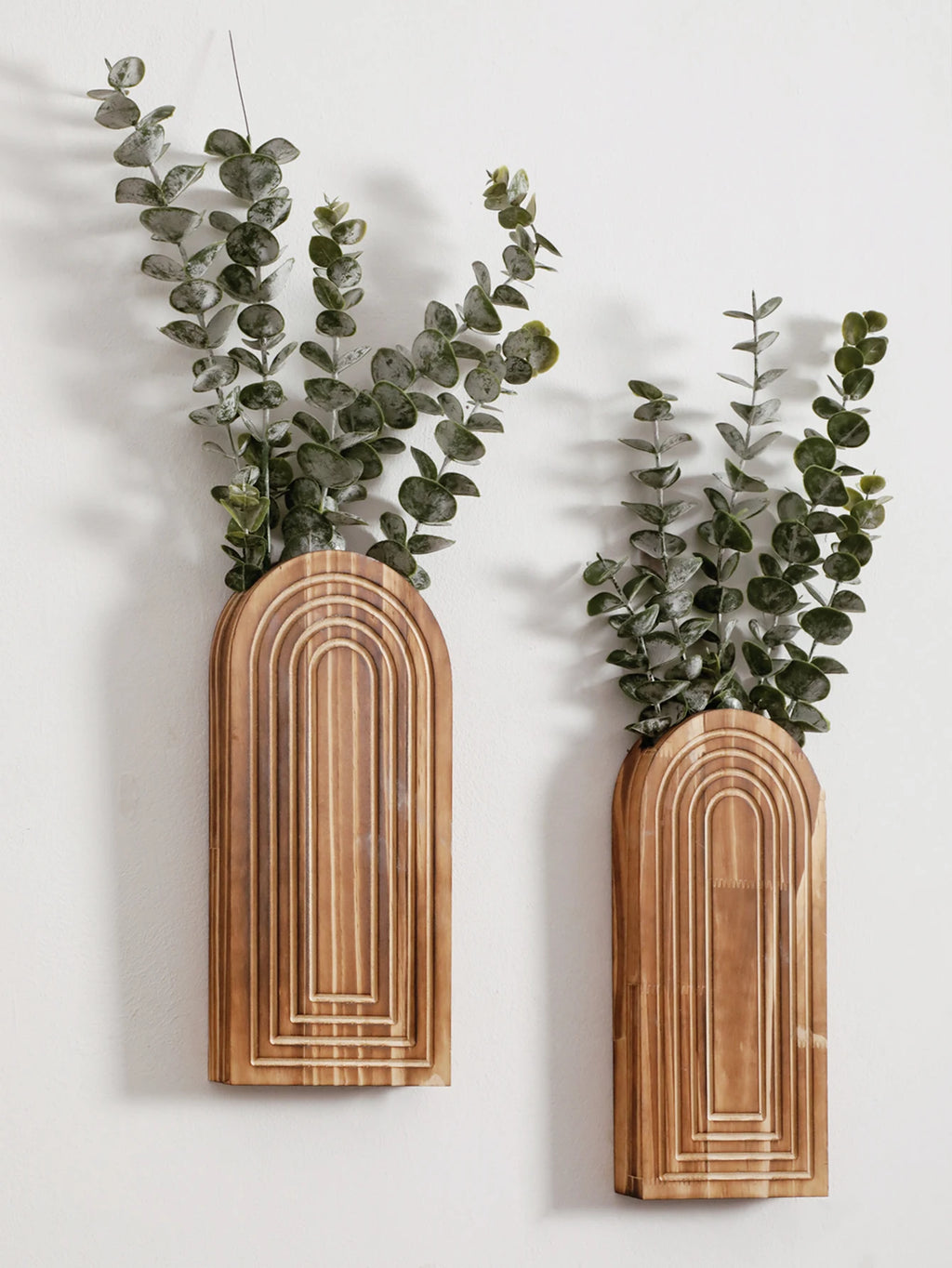 1pc Boho Wooden Wall Vase Wall Mounted Vase Arched Decorative Hanging Planter for Living Room, Bedroom & Home Wall Decoration