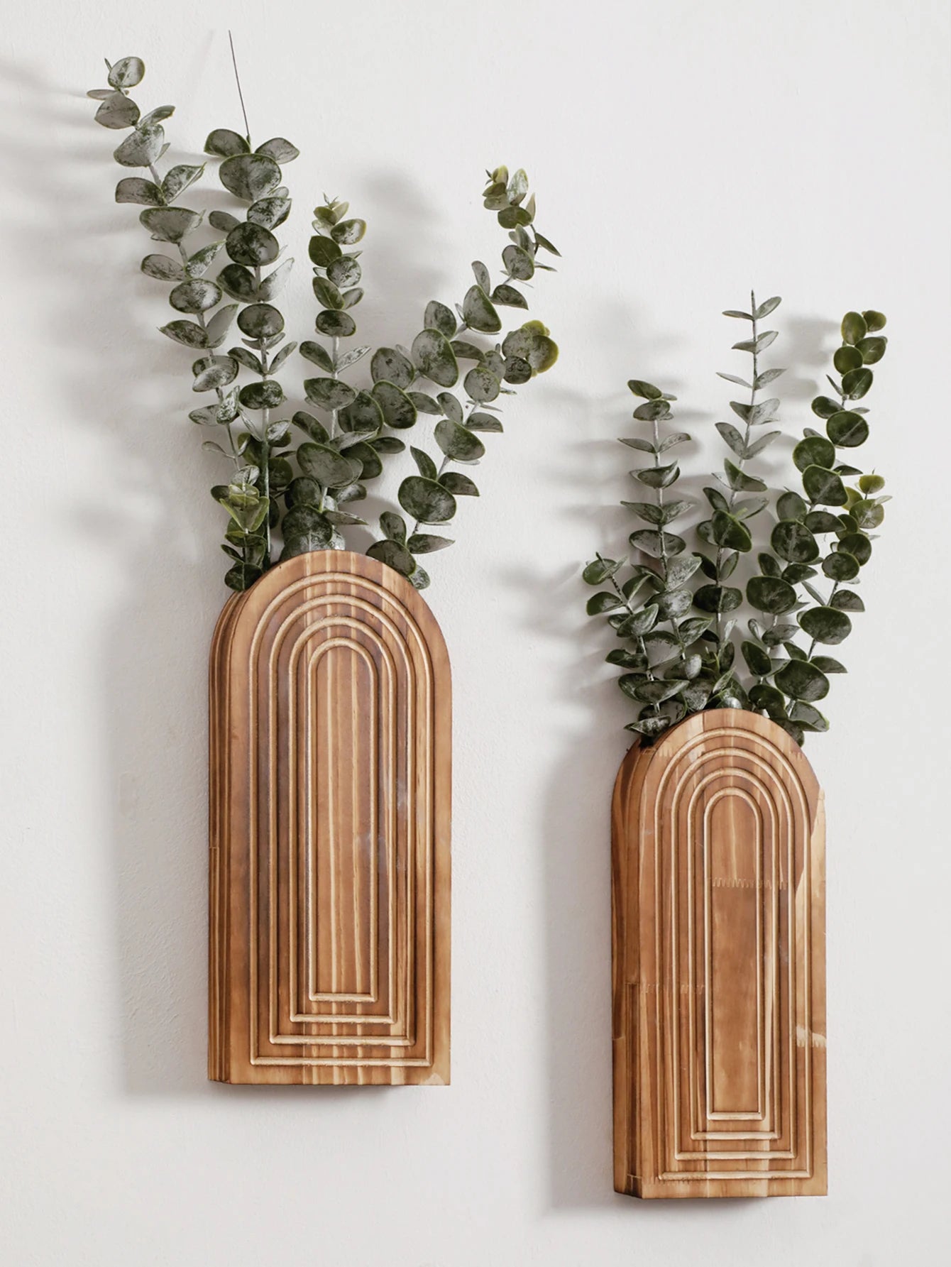 1pc Boho Wooden Wall Vase Wall Mounted Vase Arched Decorative Hanging Planter for Living Room, Bedroom & Home Wall Decoration