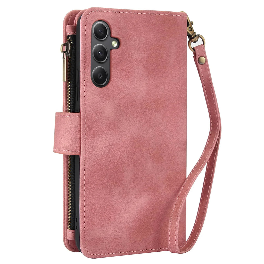 for Samsung Galaxy A35/A34/A25/A24/A73/A72/A55/A54/A53/A52/A15/A14 Case Wallet, Durable Leather Magnetic Buckle Flip Card Holder