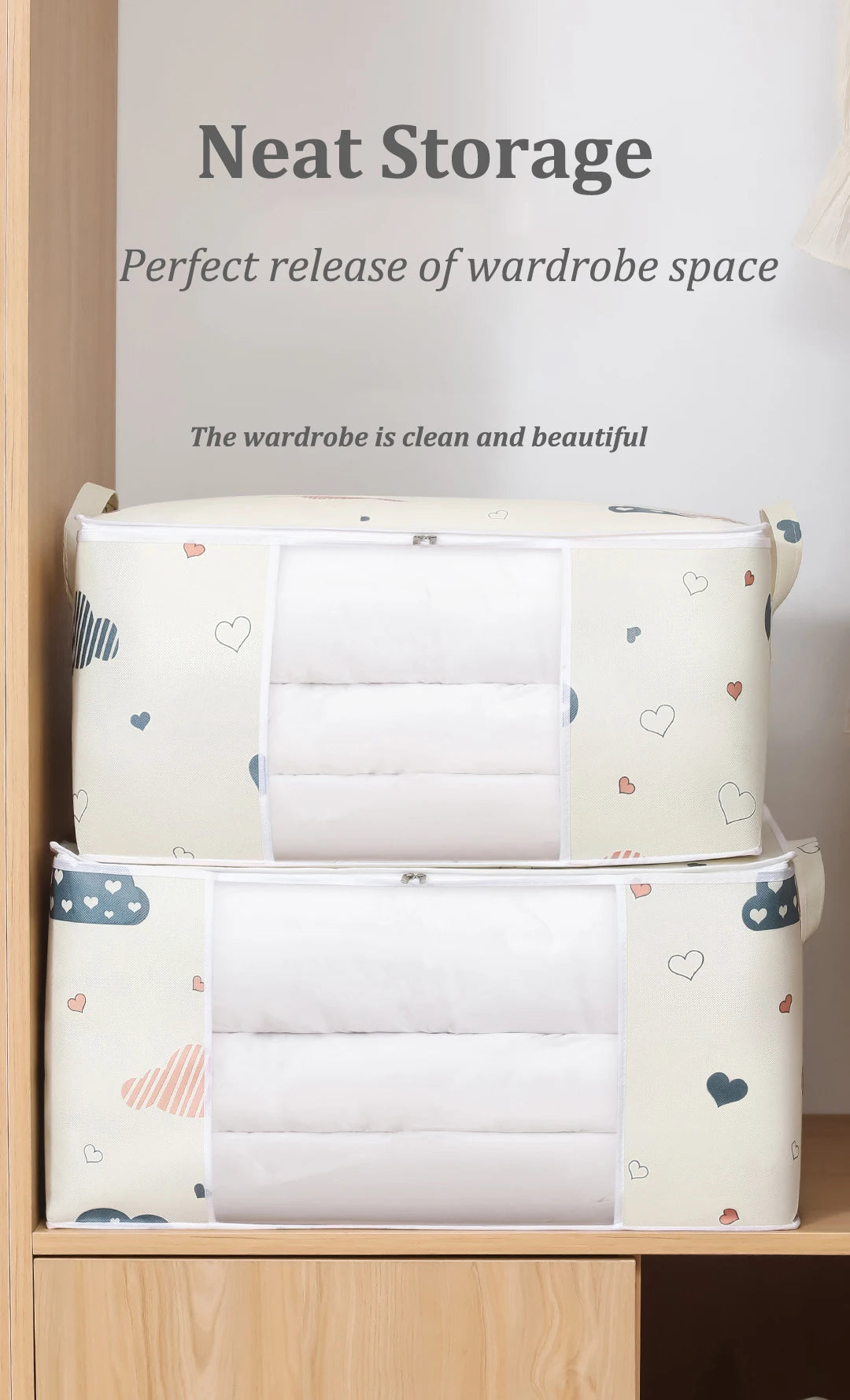 4/2/1PCS Big Capacity Quilt Clothes Duvet Blanket Storage Bag Organizer Sorting Bags Dustproof Closet Under-Bed Moisture Proof