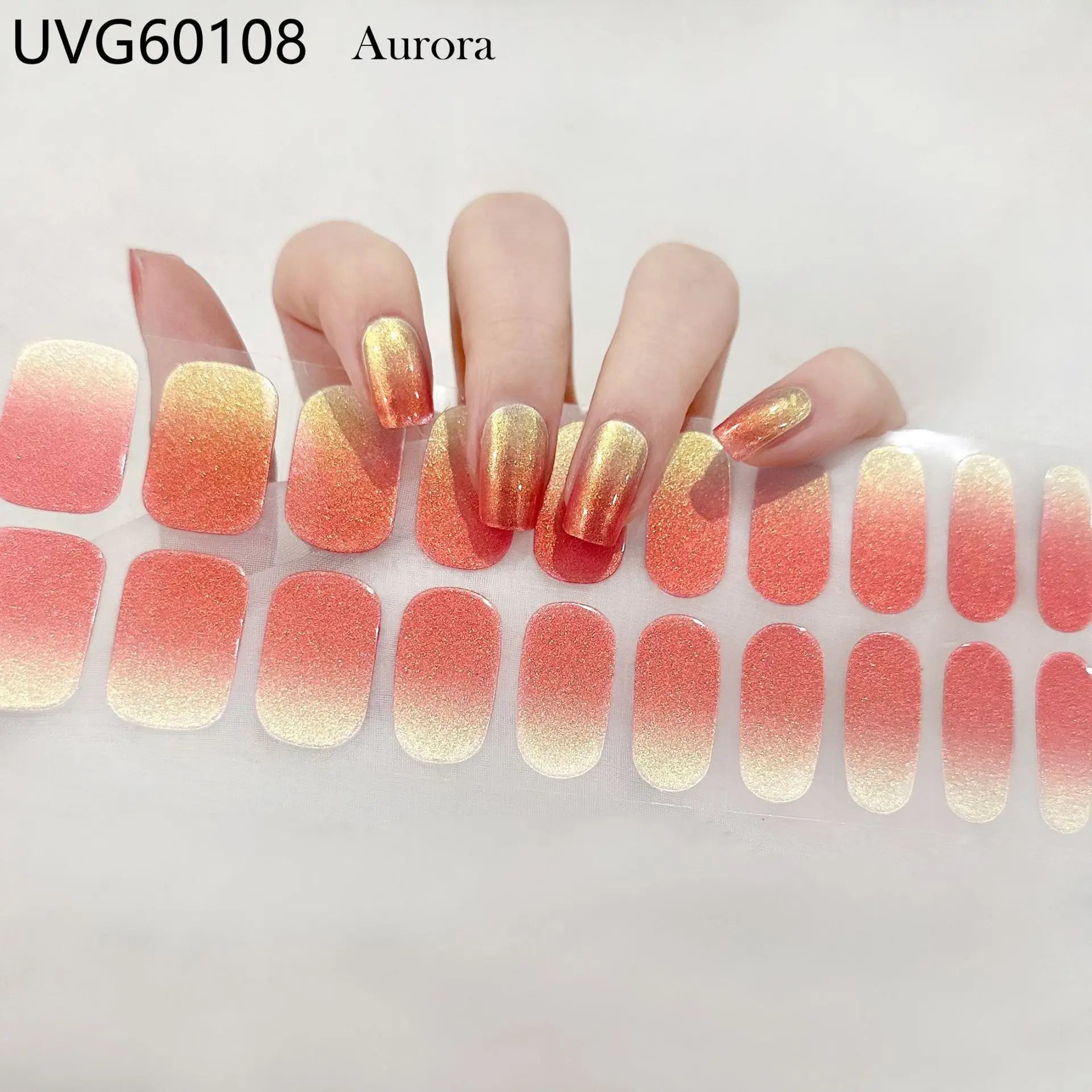 20/22tipsChristmas Semi Cured Nail Sticker UV Led Lamp Semi Cured Gel Design Nail Decals Waterproof Nail Stickers Nail Manicure
