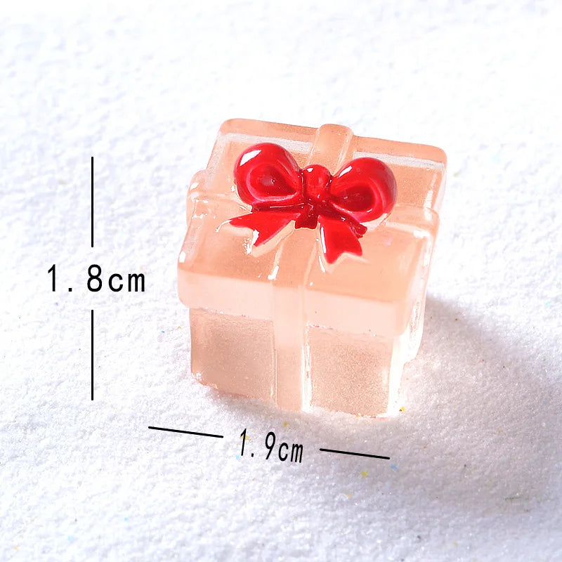 Christmas Luminous Gift Box Figurines DIY Decoration Micro Landscape Xmas Creative Luminous Small Figurines & Miniatures