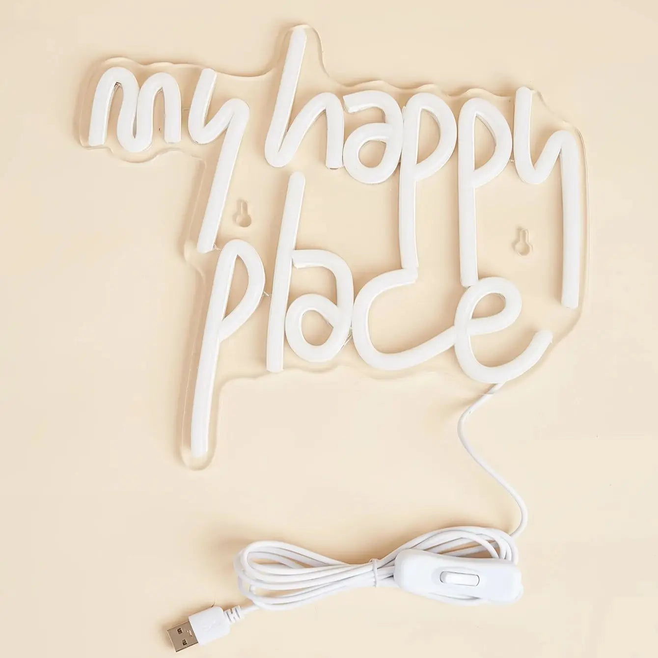Chi-buy LED Neon My Happy Place USB Powered Neon Signs Night Light 3D Wall Art & Game Room Bedroom Party Decor Lamp Signs