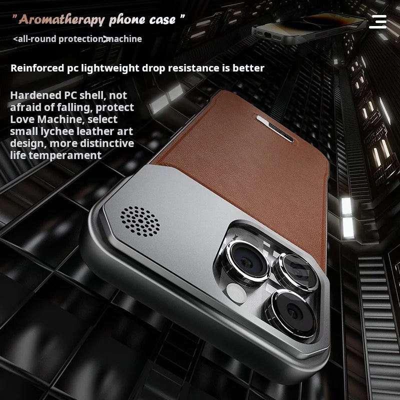 Luxury For Magsafe Magnetic Business Aromatherapy Case for iPhone 16 15 14 Plus 13 12 11 Pro Max  Frameless Armor Leather Cover