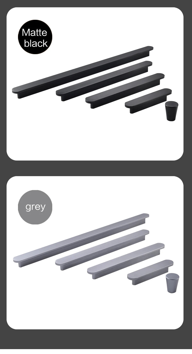 Modern style wardrobe cabinet bathroom cabinet black pulls drawer handles furniture cupboard aluminum alloy handle