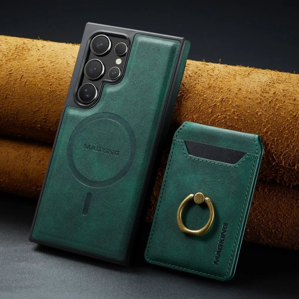 2-in-1 Detachable Magnetic Wallet with Card Holder Phone Case for Samsung Galaxy S25 Edge S24 Plus S23 Ultra  Ring Leather Cover