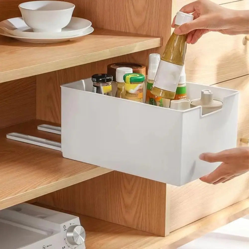New Pull Out Cabinet Drawer Organizer Slide Out Space Saving Storage Shelves Plastic Storage Rack