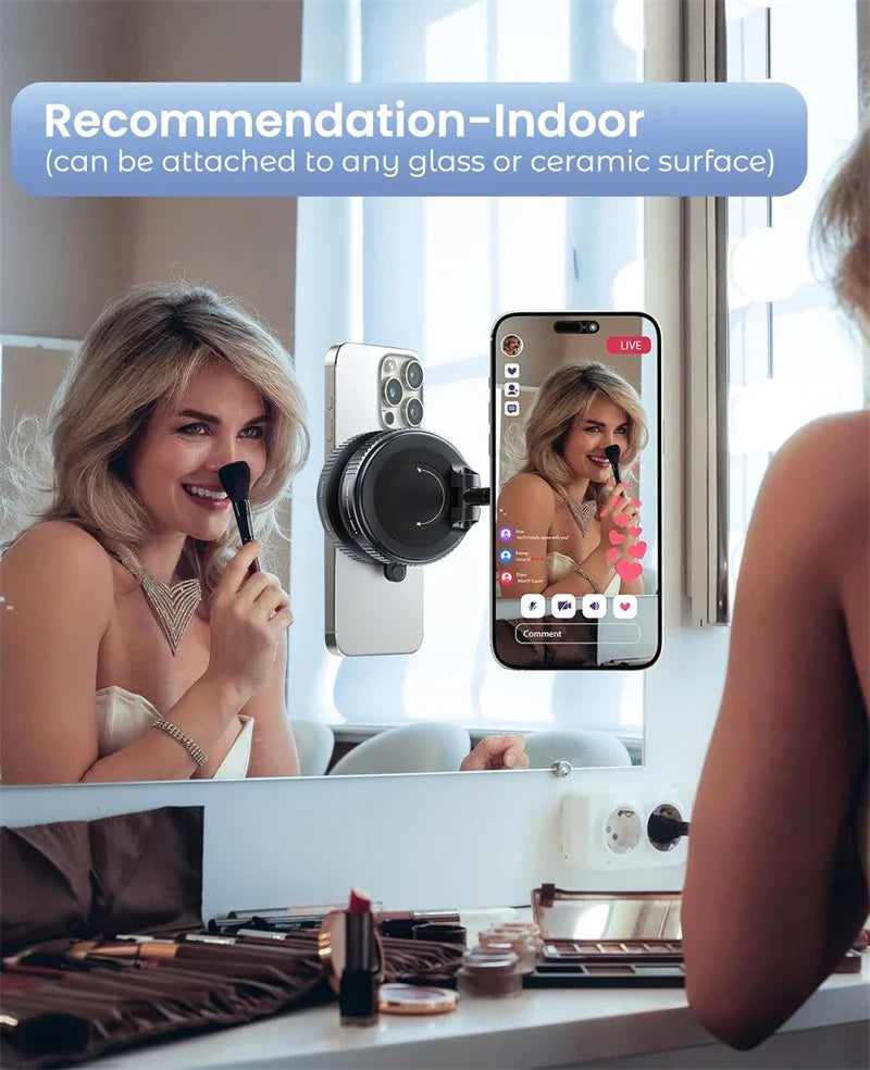 Vacuum Magnetic Suction Cup Phone Mount for Magsafe, 360° Adjustable Magnetic Phone Holder Foldable Portable Cell Phone Holders