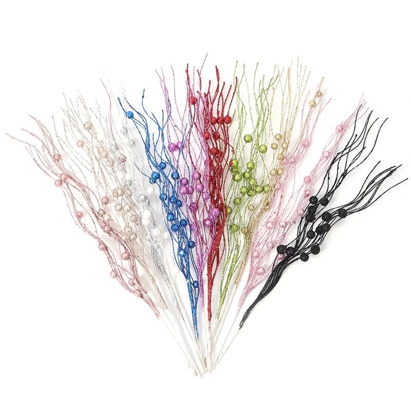 5Pcs Glitter Artificial Berry Bouquet Christmas Tree Ornament for Home Decor New Year 2026 Navidad DIY Wreath Gifts Accessories