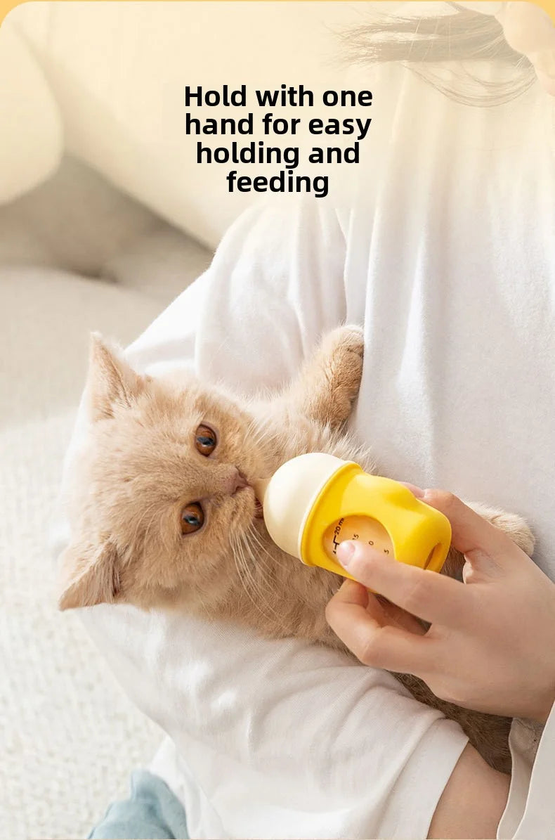 New pet milk bottle cat dog bionic anti-choking newborn puppy cat silicone bottle drinking milk see scale