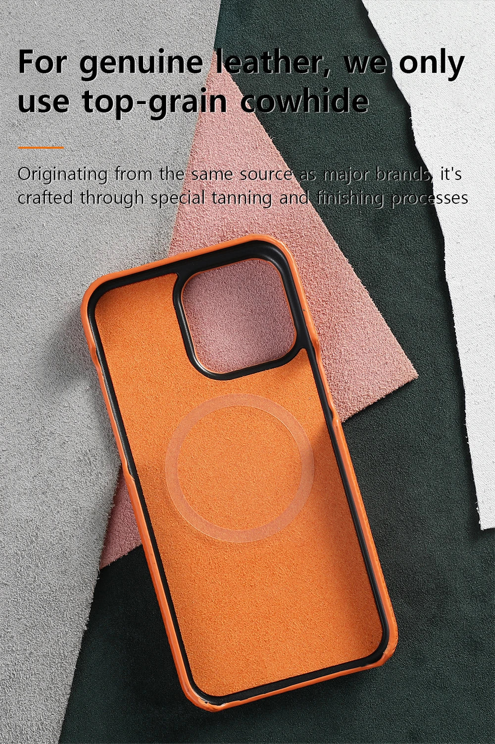 LANGSIDI Natural Cowhide Leather Magsafe Case for iPhone 16/15/Pro Max/Pro/Promax/15Pro/16Pro Luxury Magnetic Phone Back Cover