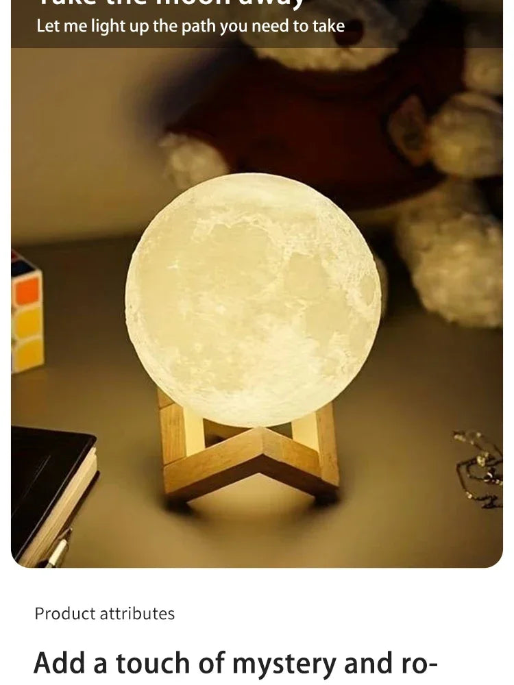 LED 8 cm Moon lamp night light Galaxy Night Light Art Painting Graffiti Birthday Gift Bedroom Living Room Decoration