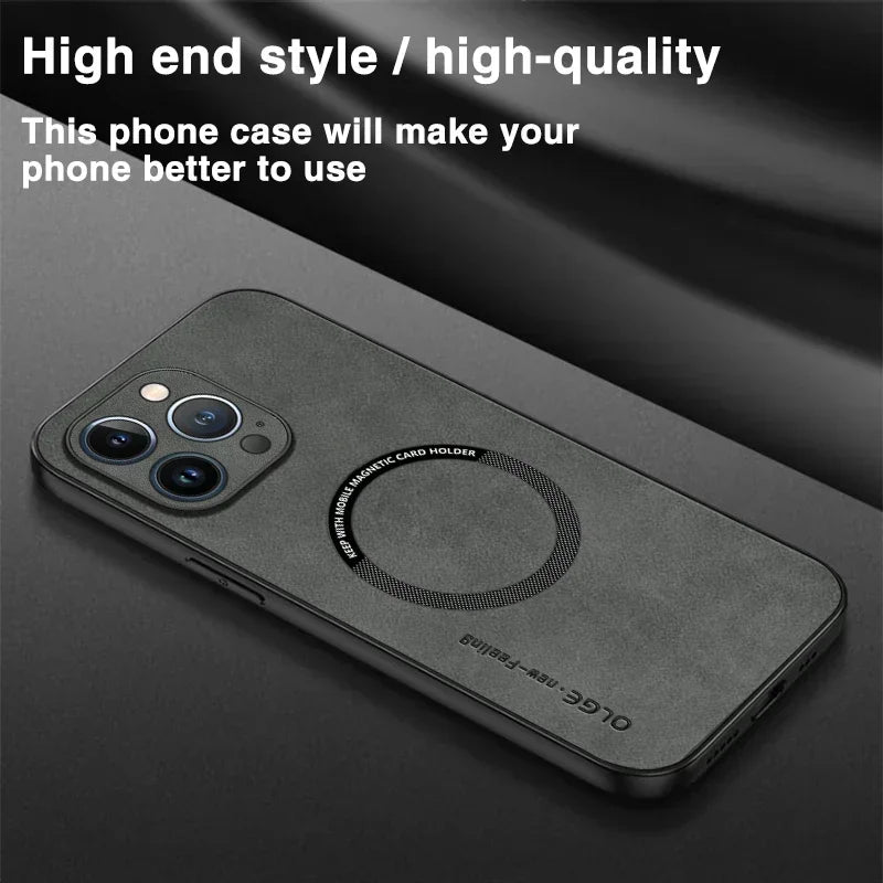 Magnetic Leather Case For iPhone 15 16 Pro Max 14 13 12 11 Pro Max XS XR X 8 7 Plus SE 2022 Wireless Charging Phone Cover Etui