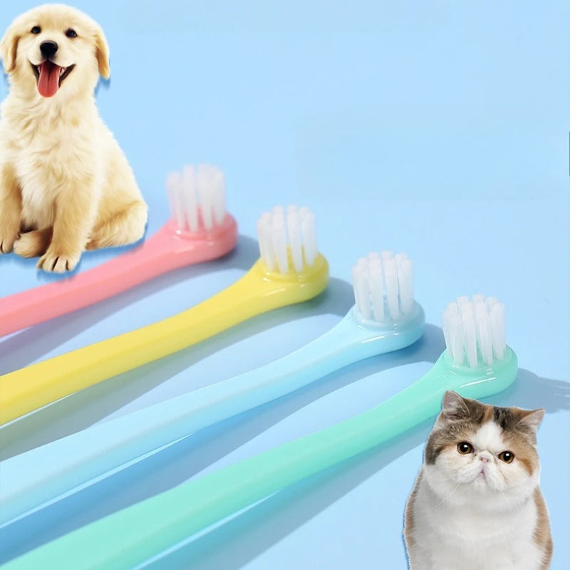 1pc/5pcs Pet Toothbrush Dog Cat Plastic Toothbrush Removing Bad Breath Tartar Cleaning Mouth Pet Dental Care Dog Accessories