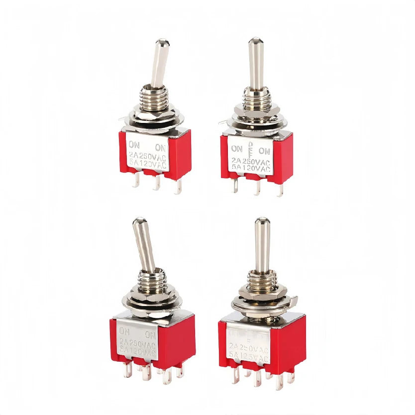 Mini Toggle Switches 6mm SPDT ON-OFF-ON 3/6 Pin with Sealed Caps for DIY Electronics and Control Panels