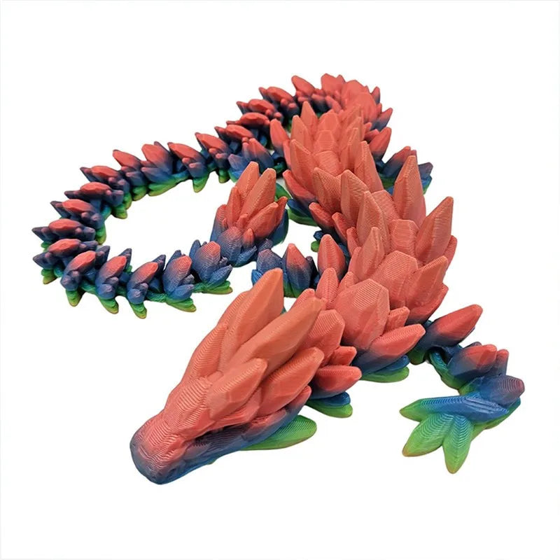 1Pc 3D Printed Gemstone Dragon Figurine-Iridescent Plastic Desk Decor, Ideal for Bedroom & Office, Perfect Gift for Christmas