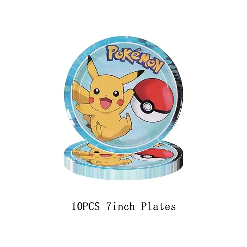 Pokemon Theme Birthday Party Decoration Supplies Cartoon Pokemon Go Tableware Cups Plates Pikachu Balloon For Baby Shower Favors