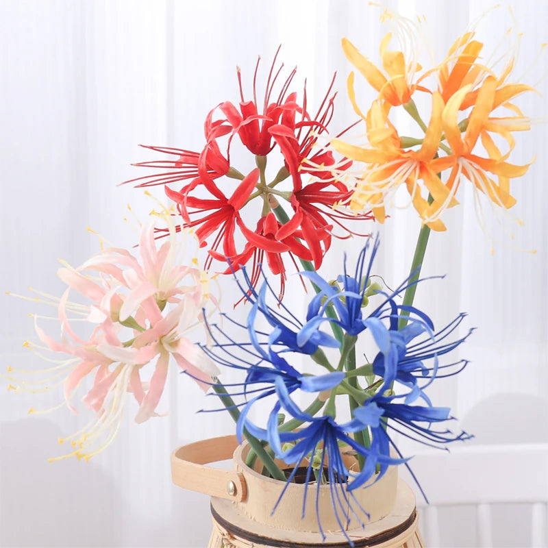 Kahaul 64cm Artificial Higanbana Flowers Branch Beautiful Fake Flower Christmas Wreath Home Festival Party Wedding Garden Decor