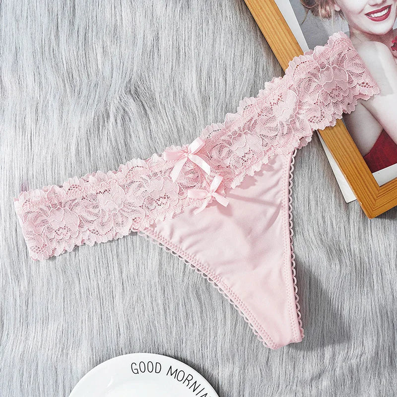 M-XL Women Lace Floral Low Waist Thong Female Transparent Lace G-string Sexy T-back Underwear Intimates Women Briefs Lingerie